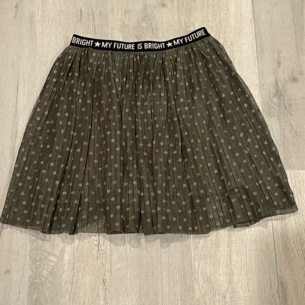 Zara Black Polka Dot Mesh Girls Skirt Size 8/9 130cm